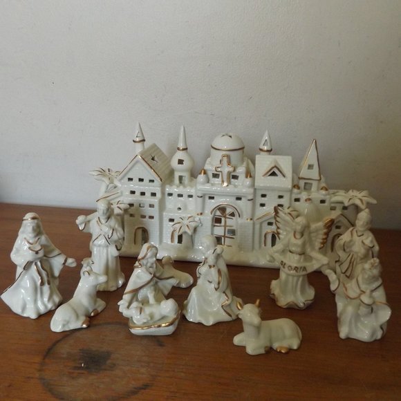 Vintage Town of Bethlehem Nativity Scene Ivory Set JC Penney 12 Pc - Picture 4 of 14
